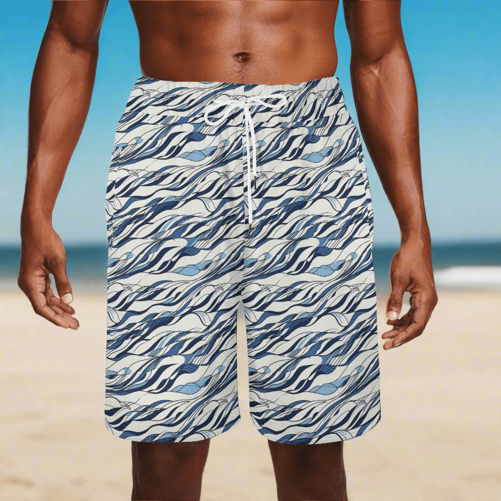 Men's Ocean Lines Mesh Shorts Sea Life Swim Trunks - DeRose Seasonal