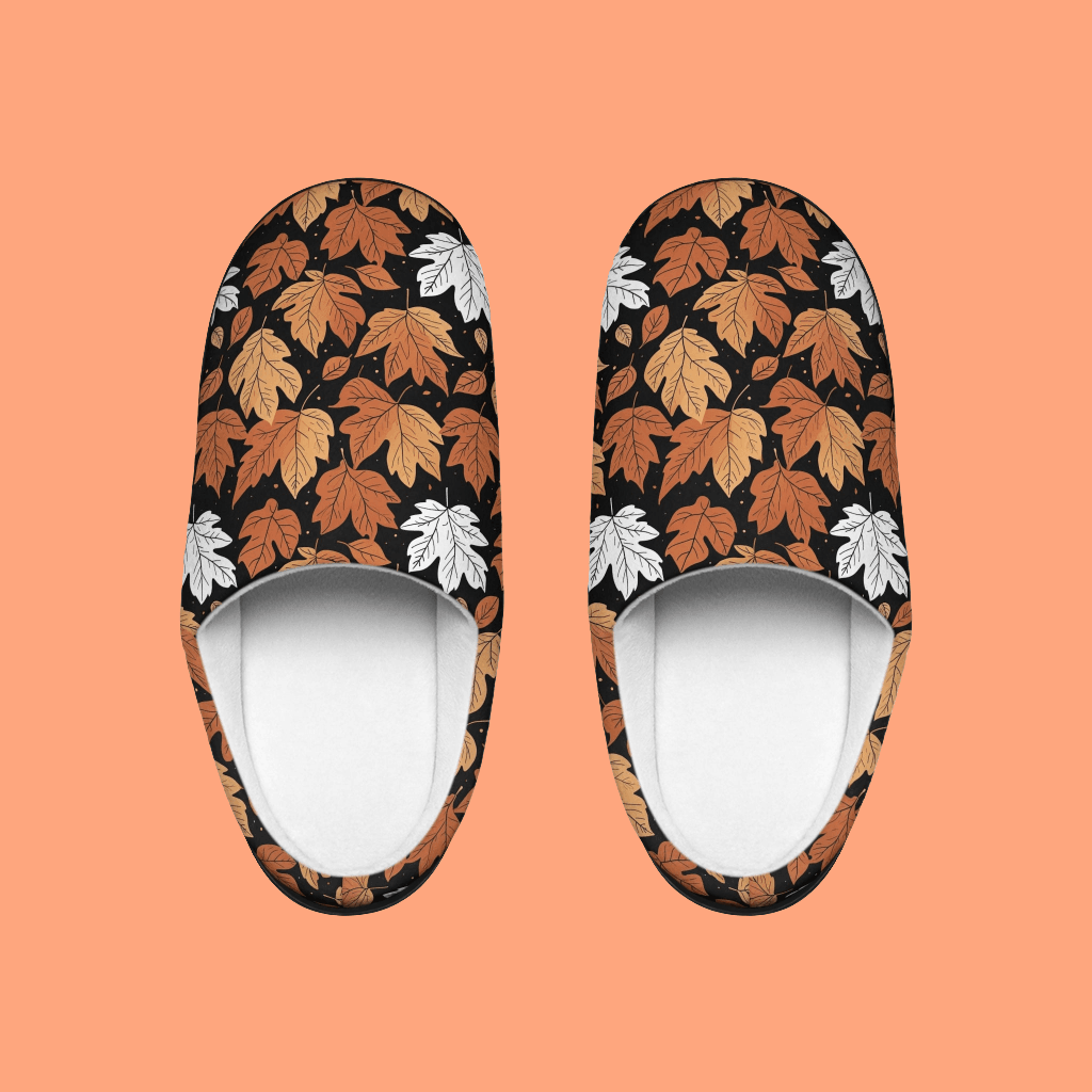 Women's Indoor Maple Leaves Fall Time Slippers - DeRose Seasonal
