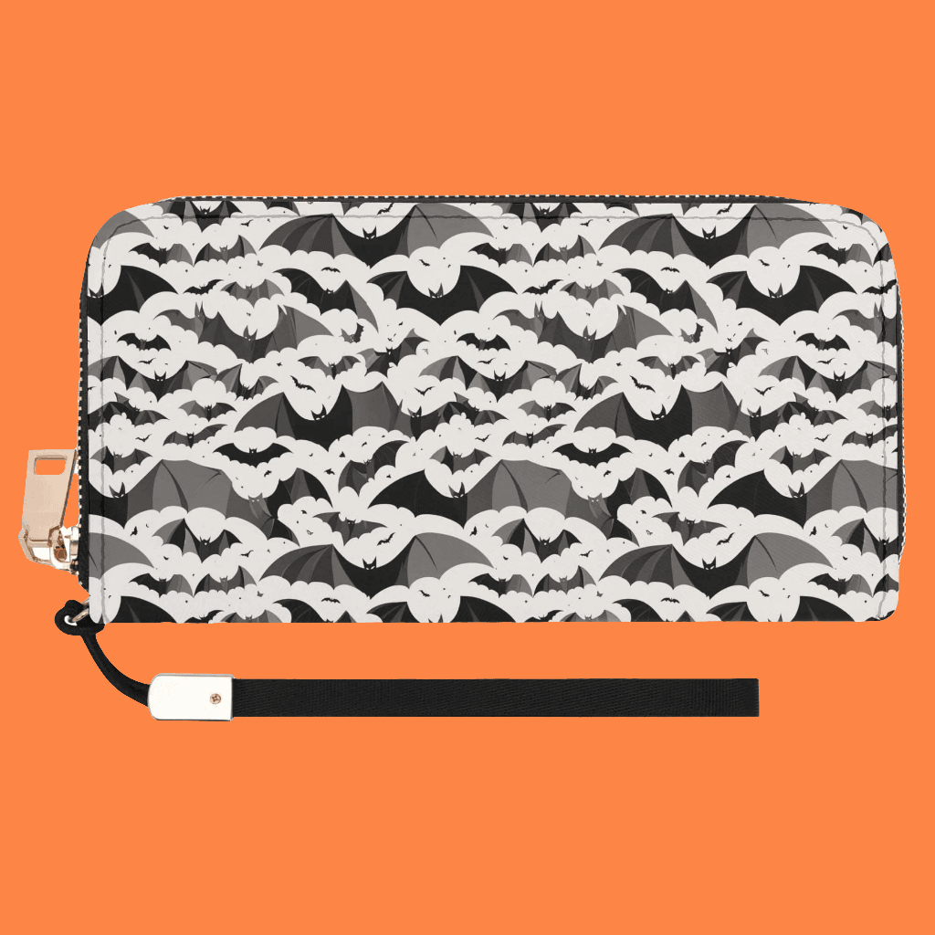 Bats Women's Leather Zipper Wristlet Wallet - DeRose Seasonal