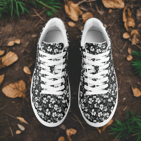 White and Green Clover Adult Lightweight Brand Low Top Leather Shoes - DeRose Seasonal