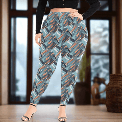 Abstract Breeze Women's Plus Size High Waited Leggings Women's High Waist Leggings(Plus Size)(ModelL45) - DeRose Seasonal