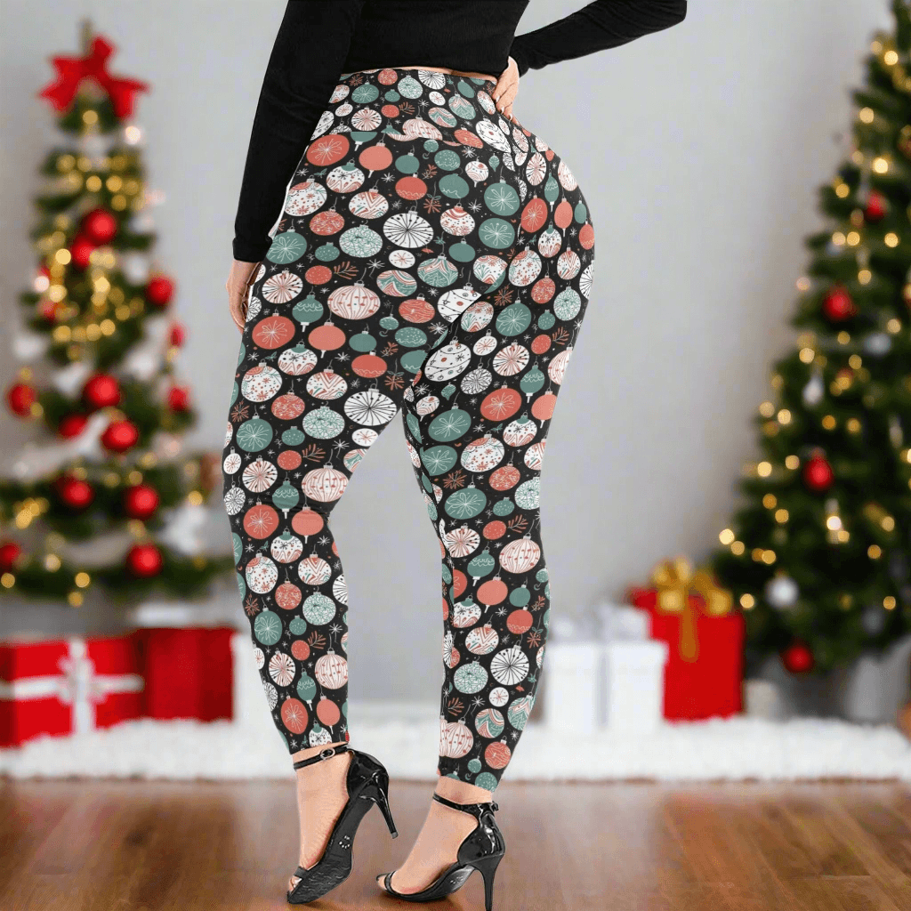 Colorful Ornament Women's Plus Size High Waited Leggings Women's High Waist Leggings(Plus Size)(ModelL45) - DeRose Seasonal