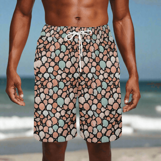 Men's Seashells Mesh Shorts Sea Life Swim Trunks - DeRose Seasonal