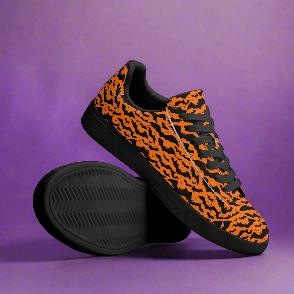 Halloween Bats Adult Lightweight Brand Low Top Leather Shoes - DeRose Seasonal