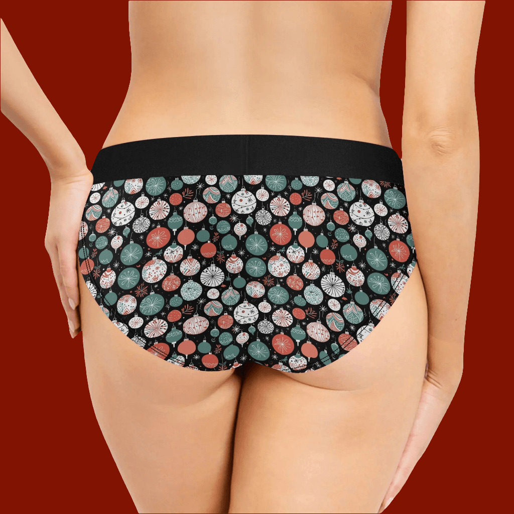 Women's Mid Waisted Colorful Ornaments Briefs - DeRose Seasonal