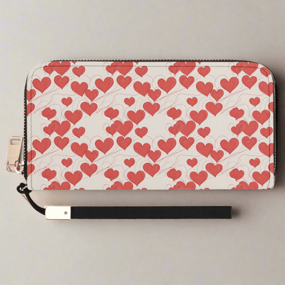 Minimal Hearts Women's Leather Zipper Wristlet Wallet - DeRose Seasonal