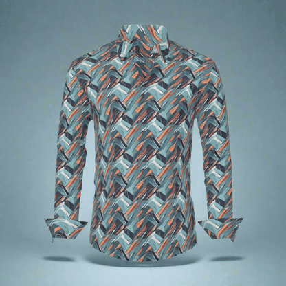 Abstract Breeze Men's Classic Long-Sleeved Button up Polyester Dress Shirt - DeRose Seasonal