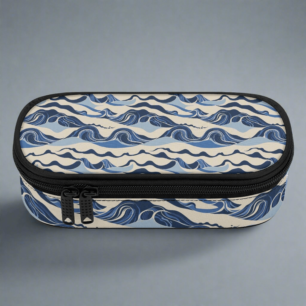 Abstract Waves 3-Layer Pencil and Cosmetic Case - DeRose Seasonal