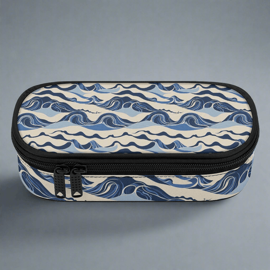 Abstract Waves 3-Layer Pencil and Cosmetic Case - DeRose Seasonal