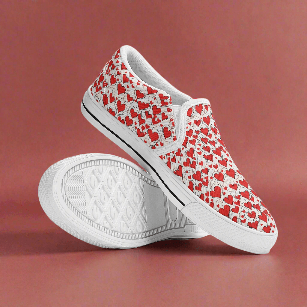 Men's Scribble Hearts Rubber Slip On Shoes - DeRose Seasonal