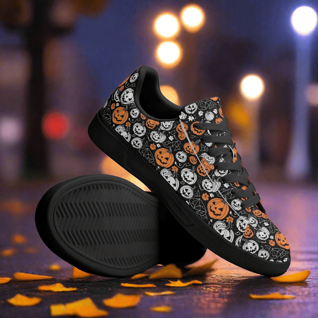 Jack-O-Lantern Adult Lightweight Brand Low Top Leather Shoes - DeRose Seasonal