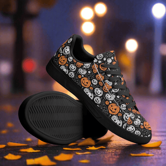 Jack-O-Lantern Adult Lightweight Brand Low Top Leather Shoes - DeRose Seasonal