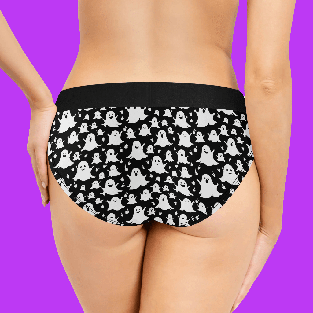 Women's Mid Waisted Spooky Ghost Briefs - DeRose Seasonal