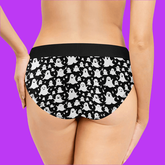 Women's Mid Waisted Spooky Ghost Briefs - DeRose Seasonal