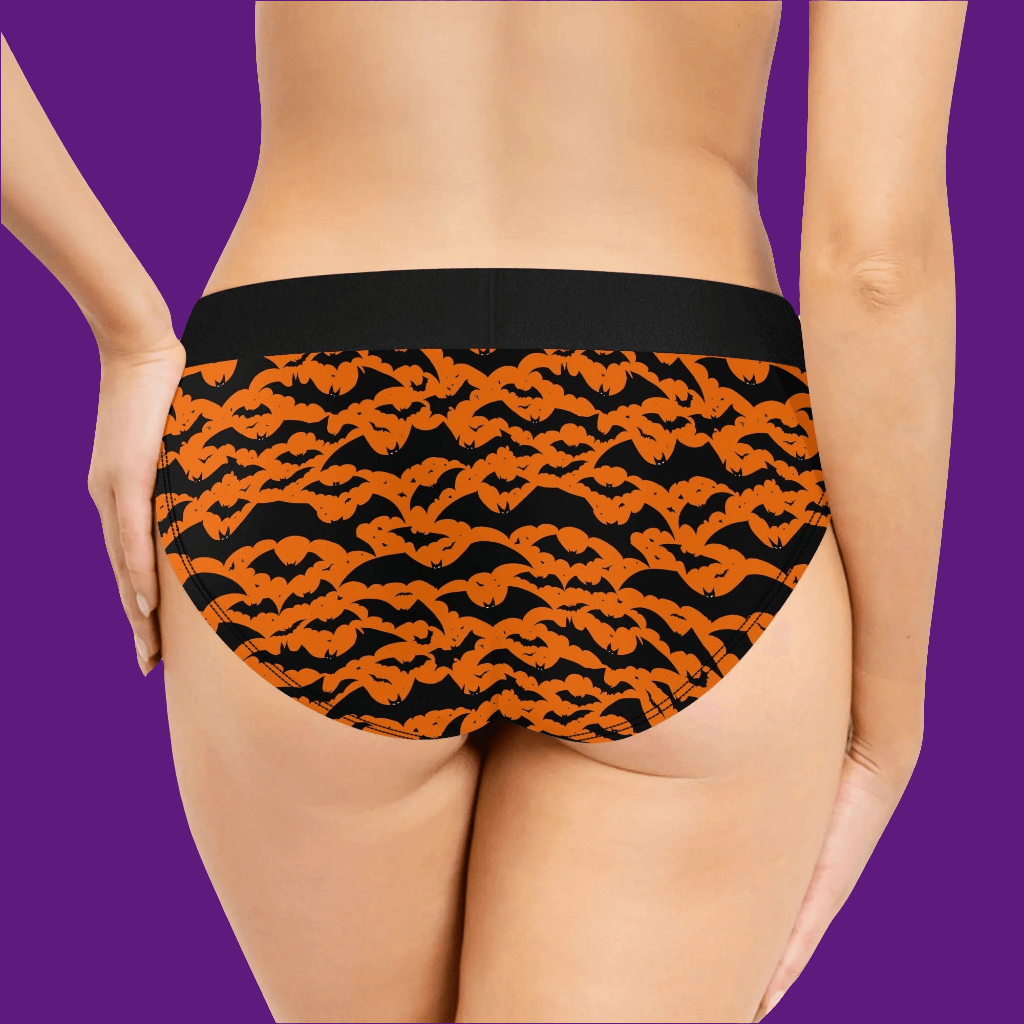 Women's Mid Waisted Halloween Bats Briefs - DeRose Seasonal