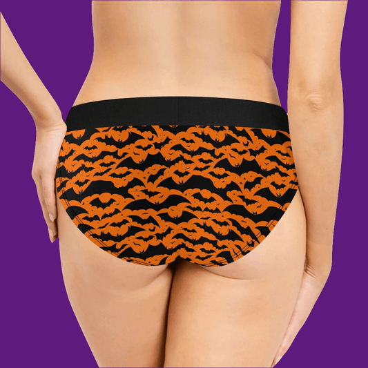 Women's Mid Waisted Halloween Bats Briefs - DeRose Seasonal