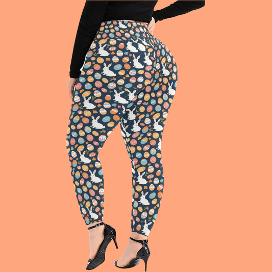 Bunny Eggs Women's Plus Size High Waited Leggings Women's High Waist Leggings(Plus Size)(ModelL45) - DeRose Seasonal