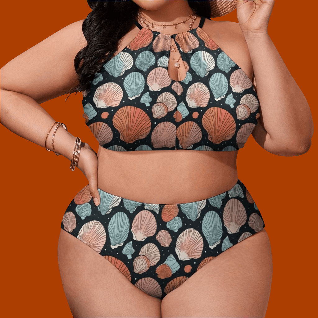 Plus Size Big Shells Two-piece Swimsuit - DeRose Seasonal