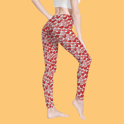 Red Little Hearts Women's Yoga Pants - DeRose Seasonal