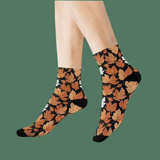 Maple Leaves Polyester Fall Time Crew Socks - DeRose Seasonal