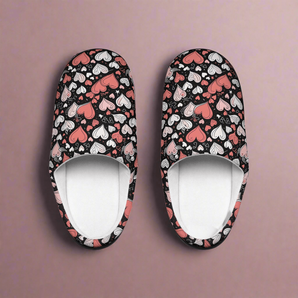 Cozy Colorful Hearts Women's Indoor Slippers - DeRose Seasonal