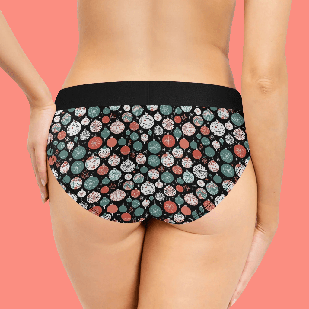 Women's Mid Waisted Colorful Ornaments Briefs - DeRose Seasonal