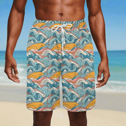 Men's Sun in the Waves Mesh Shorts Sea Life Swim Trunks - DeRose Seasonal