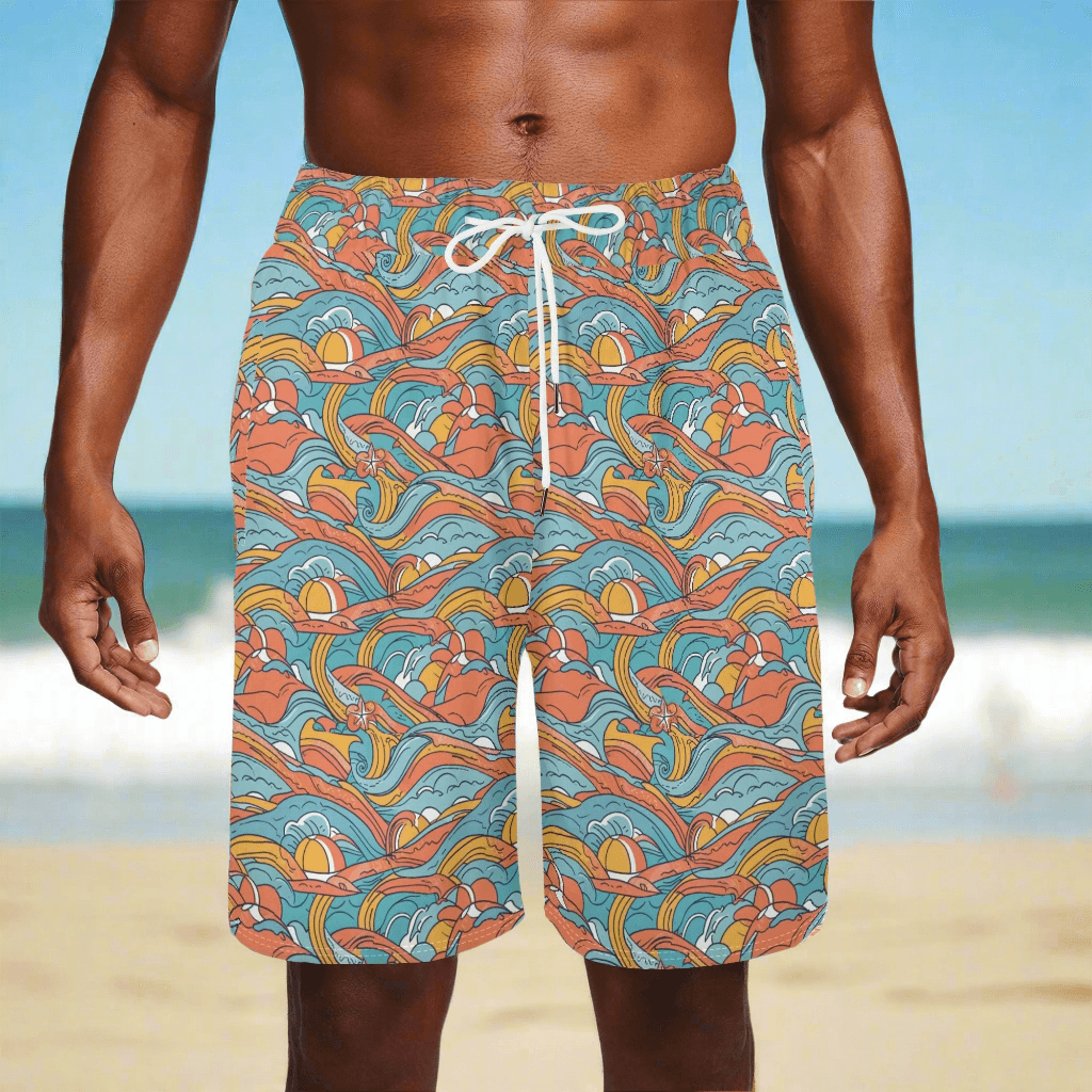 Men's Ocean Abstract Mesh Shorts Sea Life Swim Trunks - DeRose Seasonal