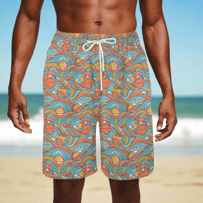 Men's Ocean Abstract Mesh Shorts Sea Life Swim Trunks - DeRose Seasonal
