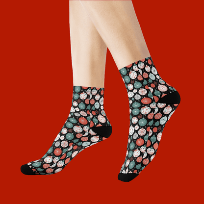 Colorful Ornaments Polyester Christmas Crew Socks 3 sizes - DeRose Seasonal