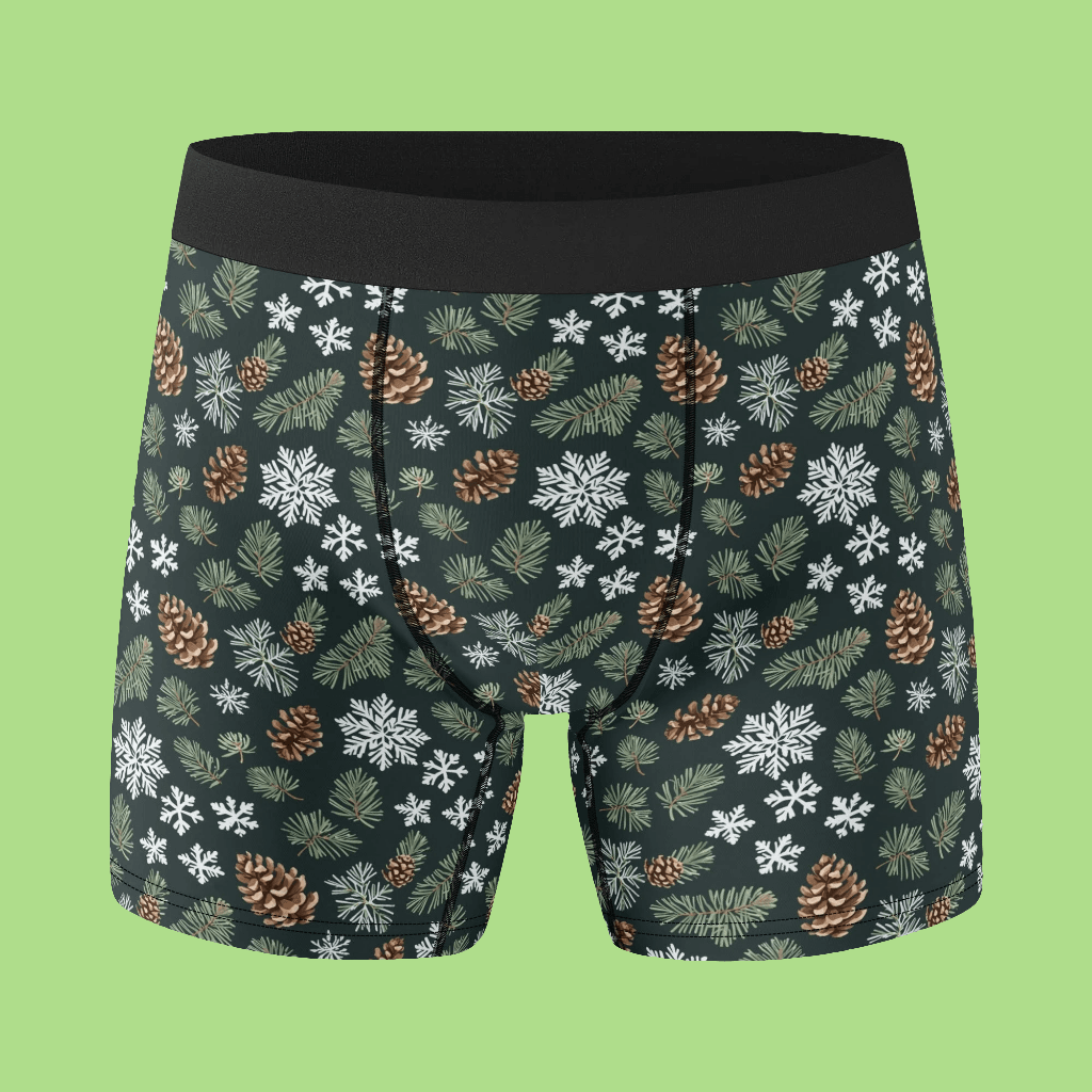 Men's Classic Snowflake Pine Stretch Trunks & Underwear - DeRose Seasonal