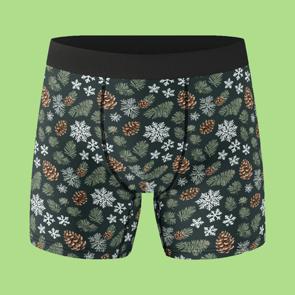 Men's Classic Snowflake Pine Stretch Trunks & Underwear - DeRose Seasonal