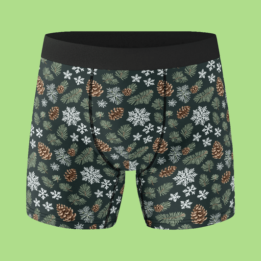 Men's Classic Snowflake Pine Stretch Trunks & Underwear - DeRose Seasonal