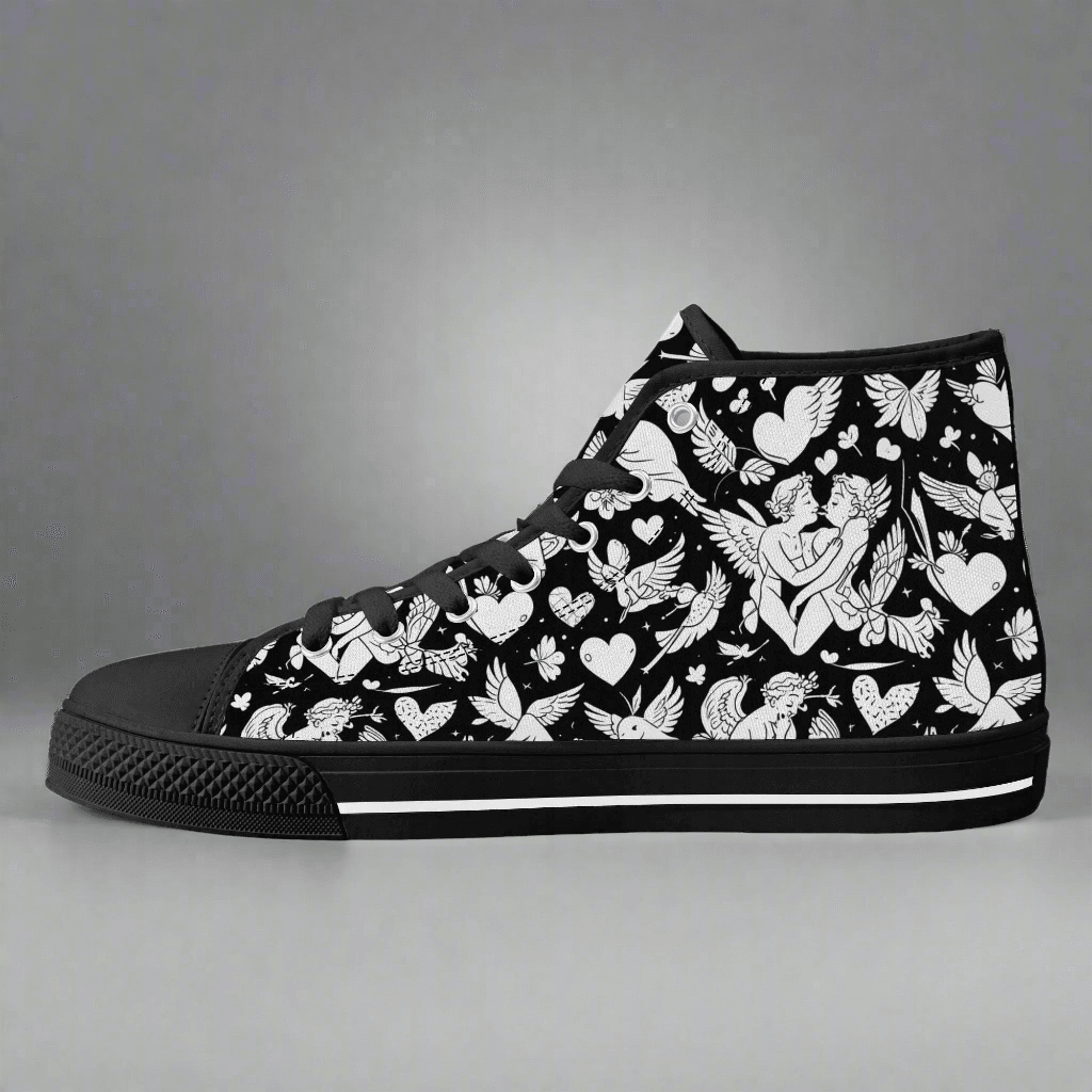Abstract Love Women's High Top Canvas Shoes - DeRose Seasonal