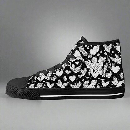 Abstract Love Women's High Top Canvas Shoes - DeRose Seasonal