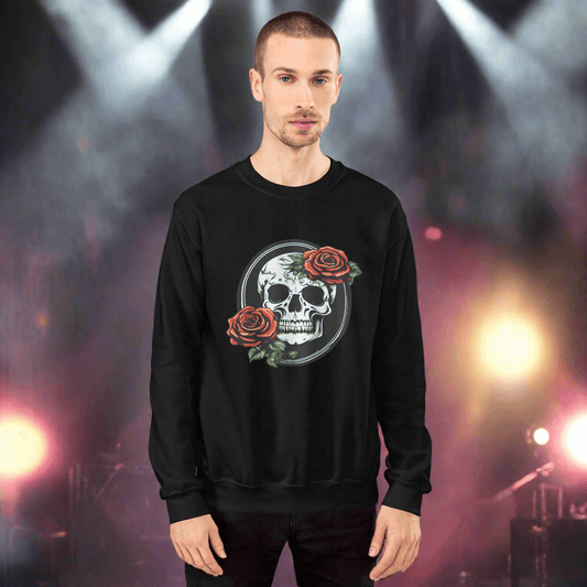 Unisex Skull and Roses Sweatshirt - DeathDrip Branding - DeRose Seasonal