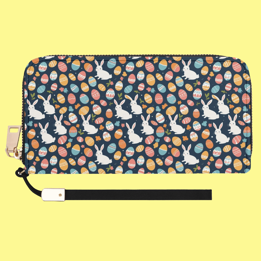 Bunny Eggs Leather Women's Zipper Wristlet Wallet - DeRose Seasonal