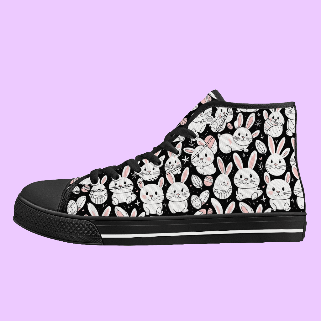 Cute Bunny Women's High Top Canvas Shoes - DeRose Seasonal
