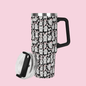 Cute Bunny 40oz Stainless Steel Tumbler Gift With Black Handle and Straw - DeRose Seasonal