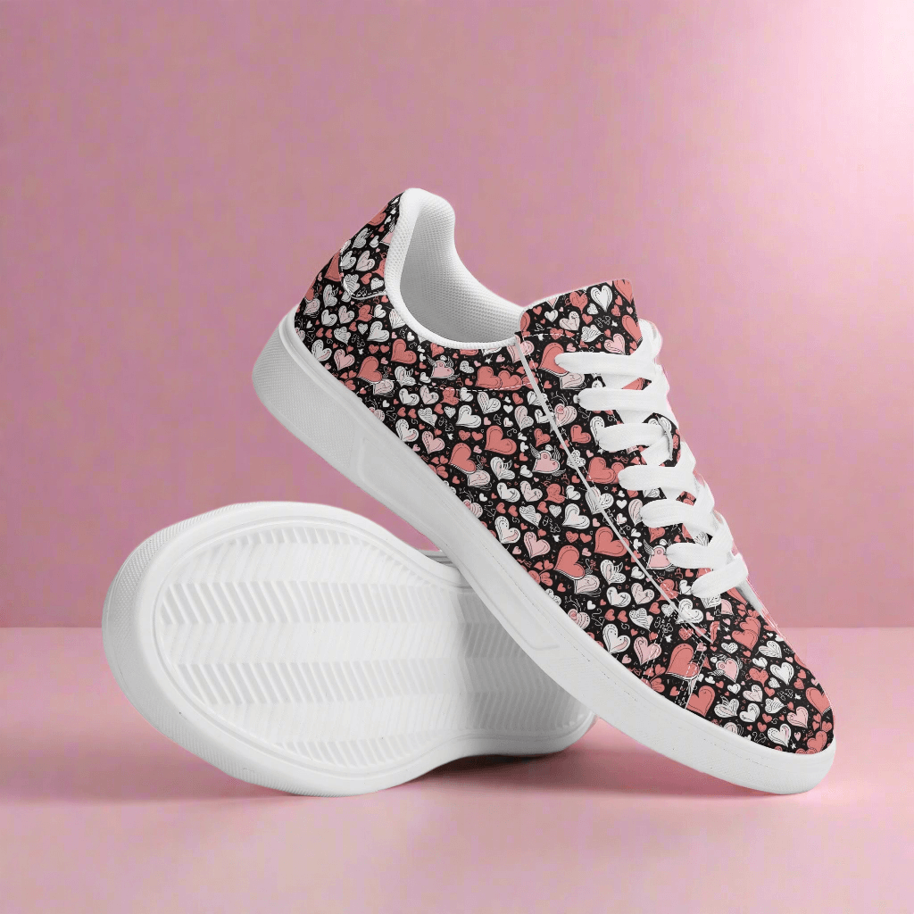 Colorful Hearts Adult Lightweight Brand Low Top Leather Shoes - DeRose Seasonal
