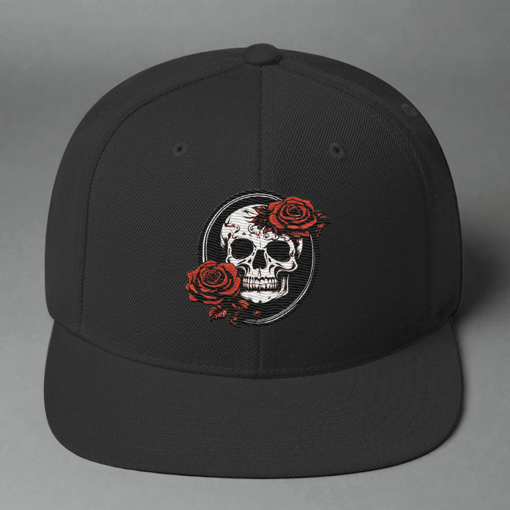 Snapback Skull and Rose Hat - DeathDrip Branding - DeRose Seasonal