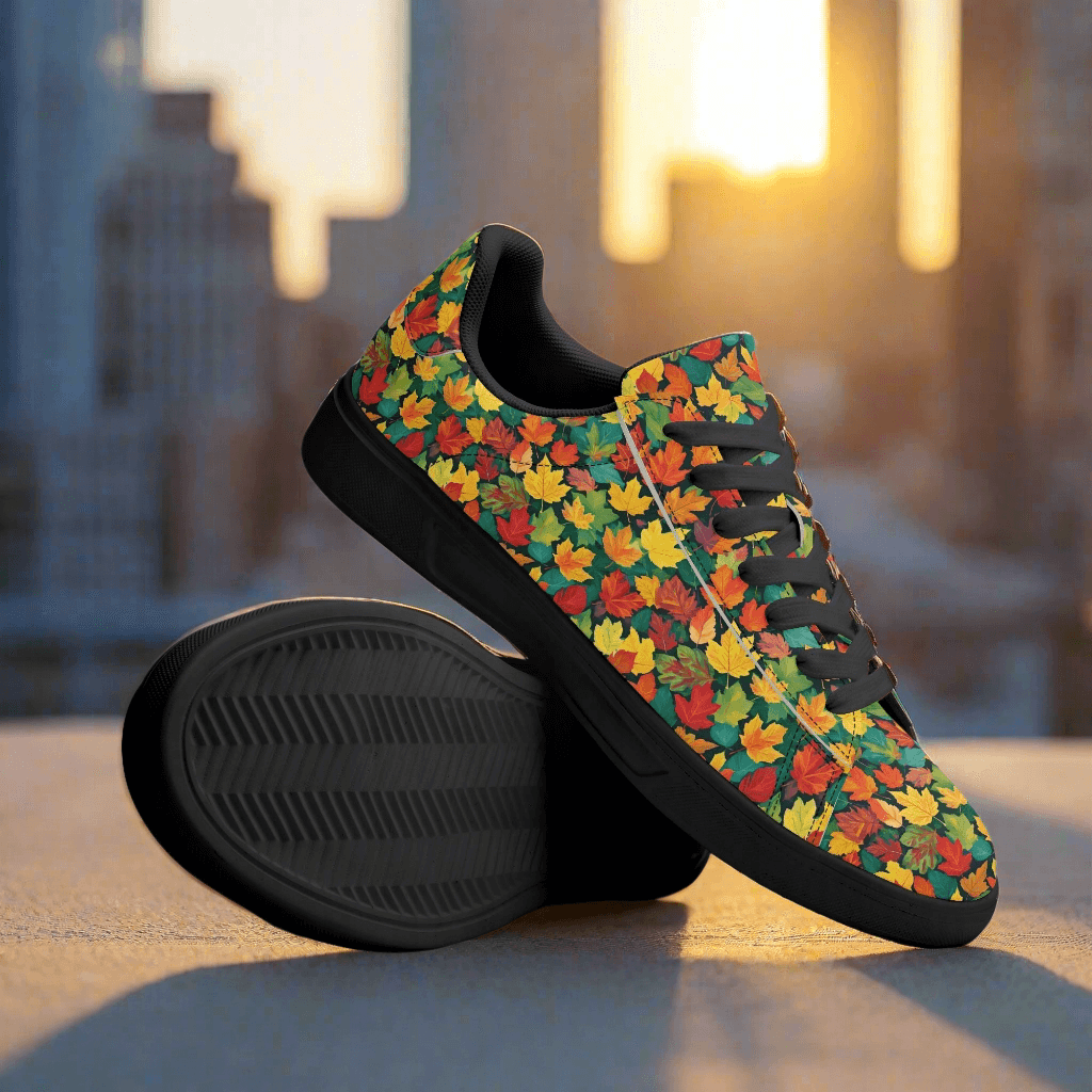 Colorful Leaves Adult Lightweight Brand Low Top Leather Shoes - DeRose Seasonal