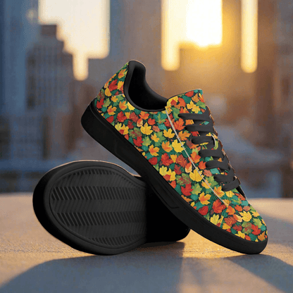 Colorful Leaves Adult Lightweight Brand Low Top Leather Shoes - DeRose Seasonal