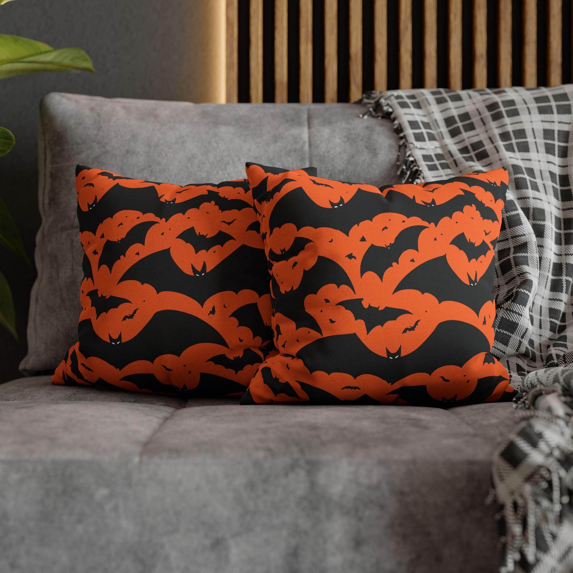 Halloween Bats Spun Polyester Square Pillowcase - DeRose Seasonal