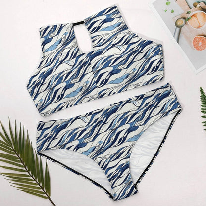 Plus Size Ocean Lines Two-piece Swimsuit - DeRose Seasonal
