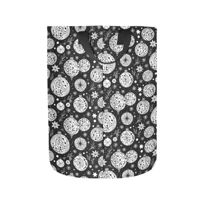Black and White Ornament Polyester Laundry and Blanket Basket - DeRose Seasonal