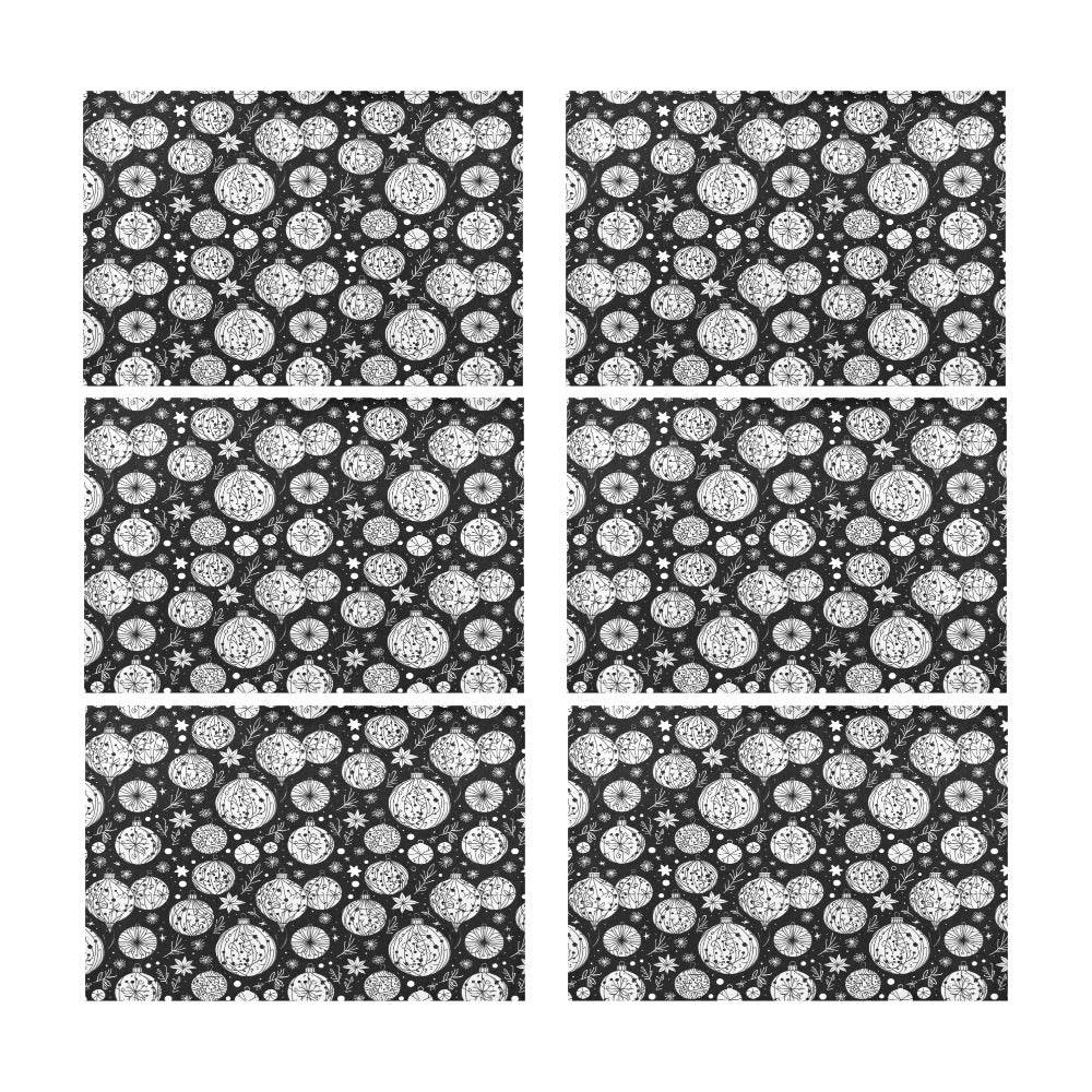 Black and White Ornament Table Placemat (set of 6) - DeRose Seasonal