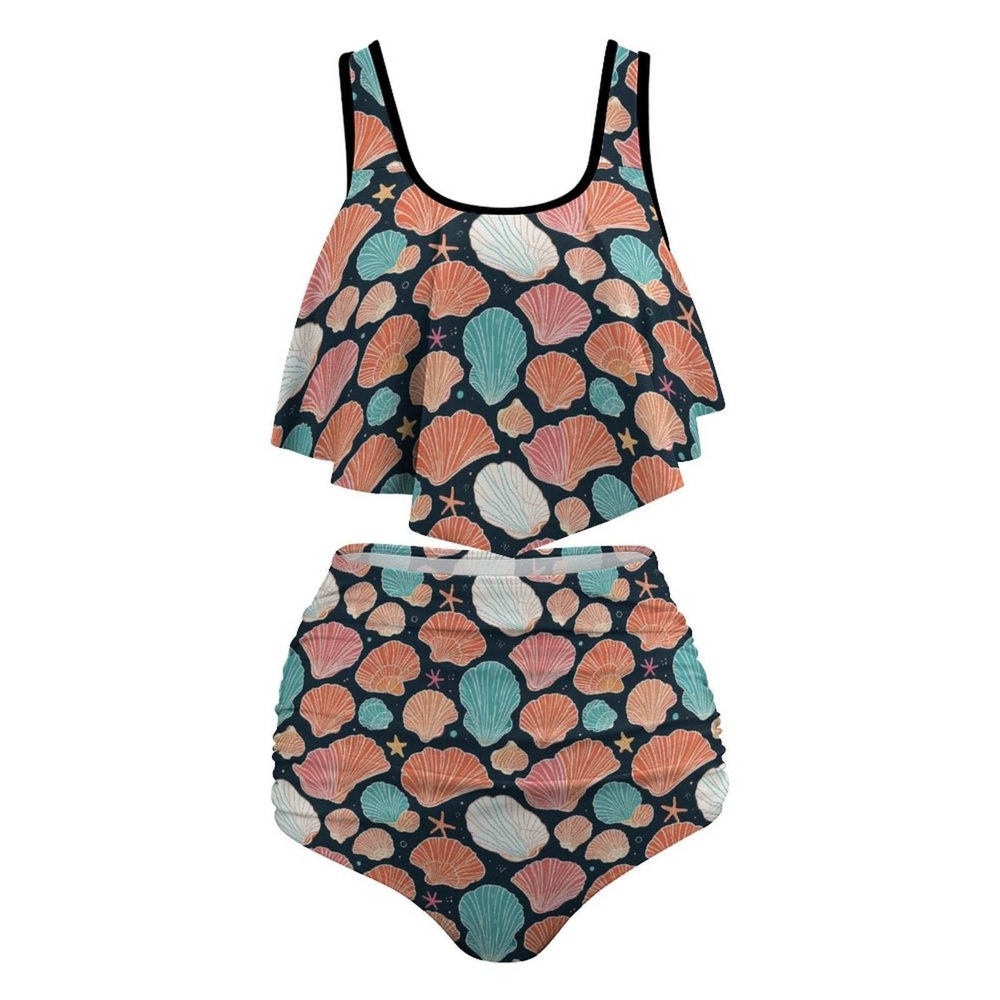 Plus Size Women's Big Shells Two-piece Swimsuit - DeRose Seasonal