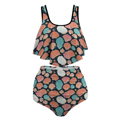 Plus Size Women's Big Shells Two-piece Swimsuit - DeRose Seasonal