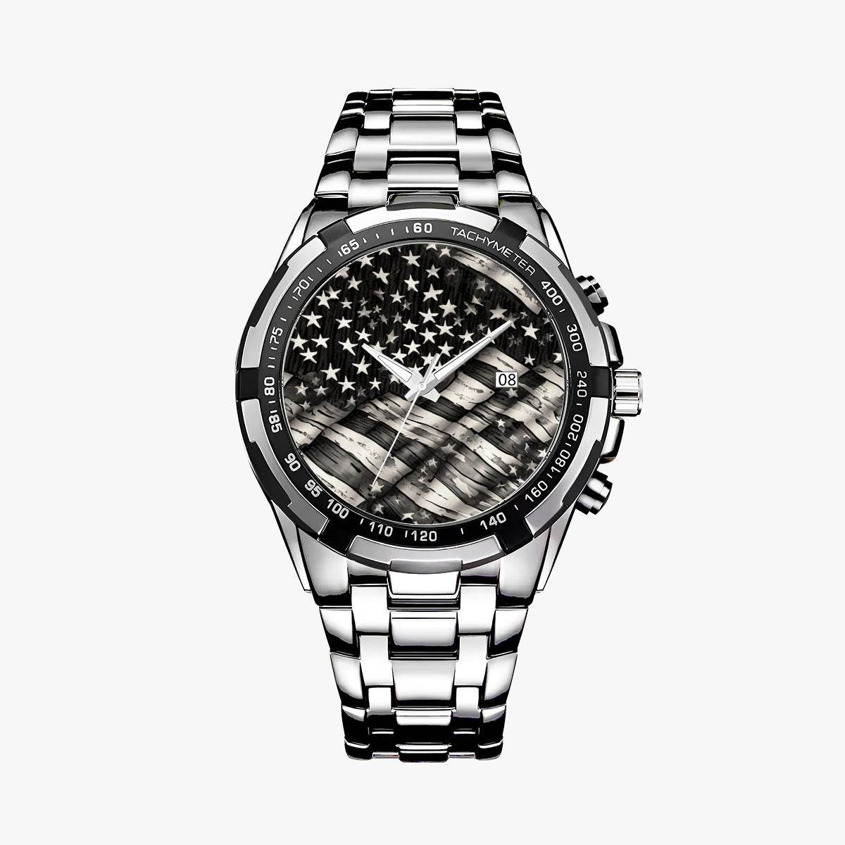 Battered American Flag Silver Watch - DeRose Seasonal